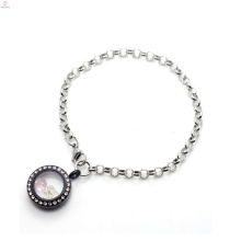 2018 Special silver 316l pendant chain bracelet for crystal black floating lockets